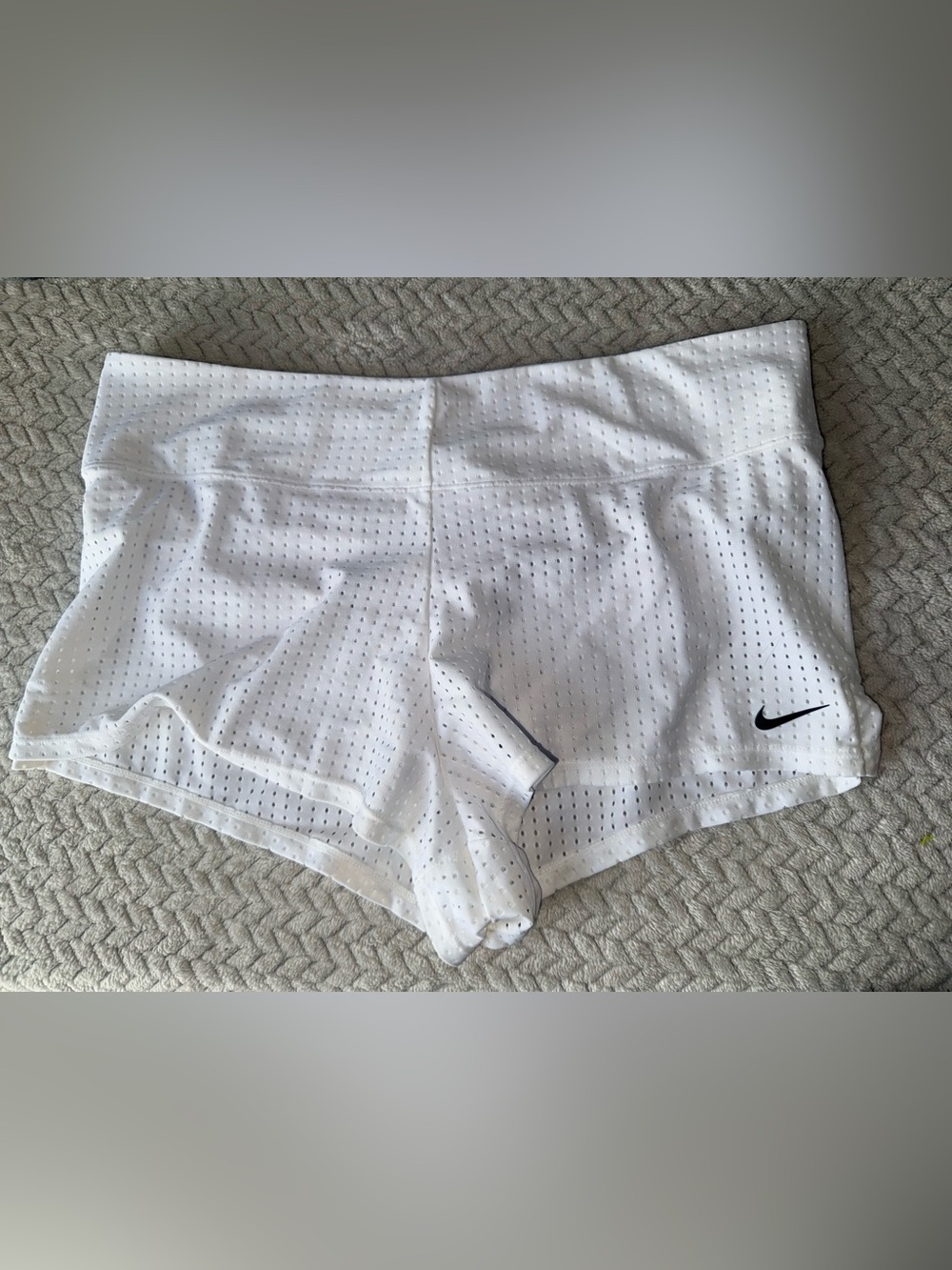 Nike White Perforated Athletic Running Shorts